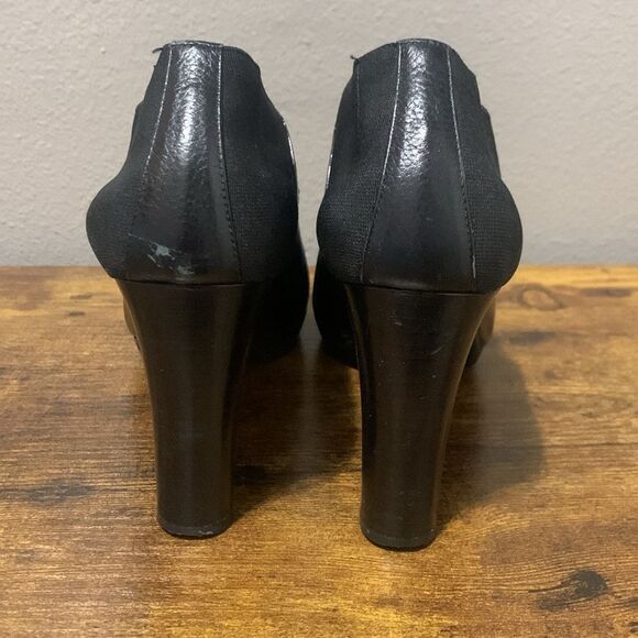 Brighton Vixon Chunky Black Slip On Heels Size 8 - Picture 3 of 8